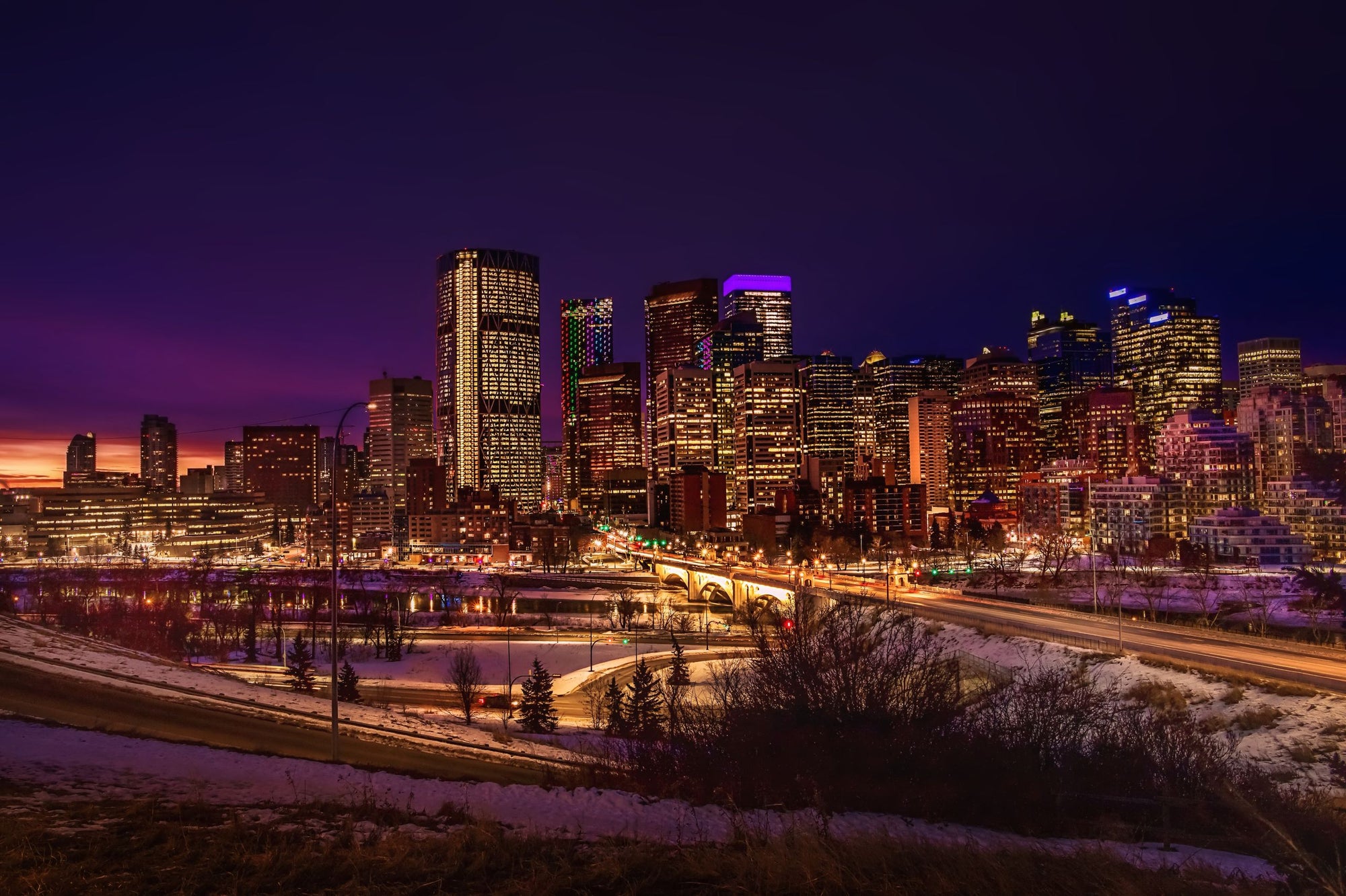 Calgary skyline at night